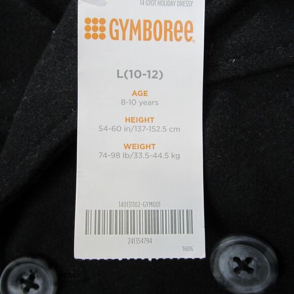 GYMBOREE Jacket Girls L (10-12) Black trench coat polyester for ages 8-10 NWT - Picture 2 of 8